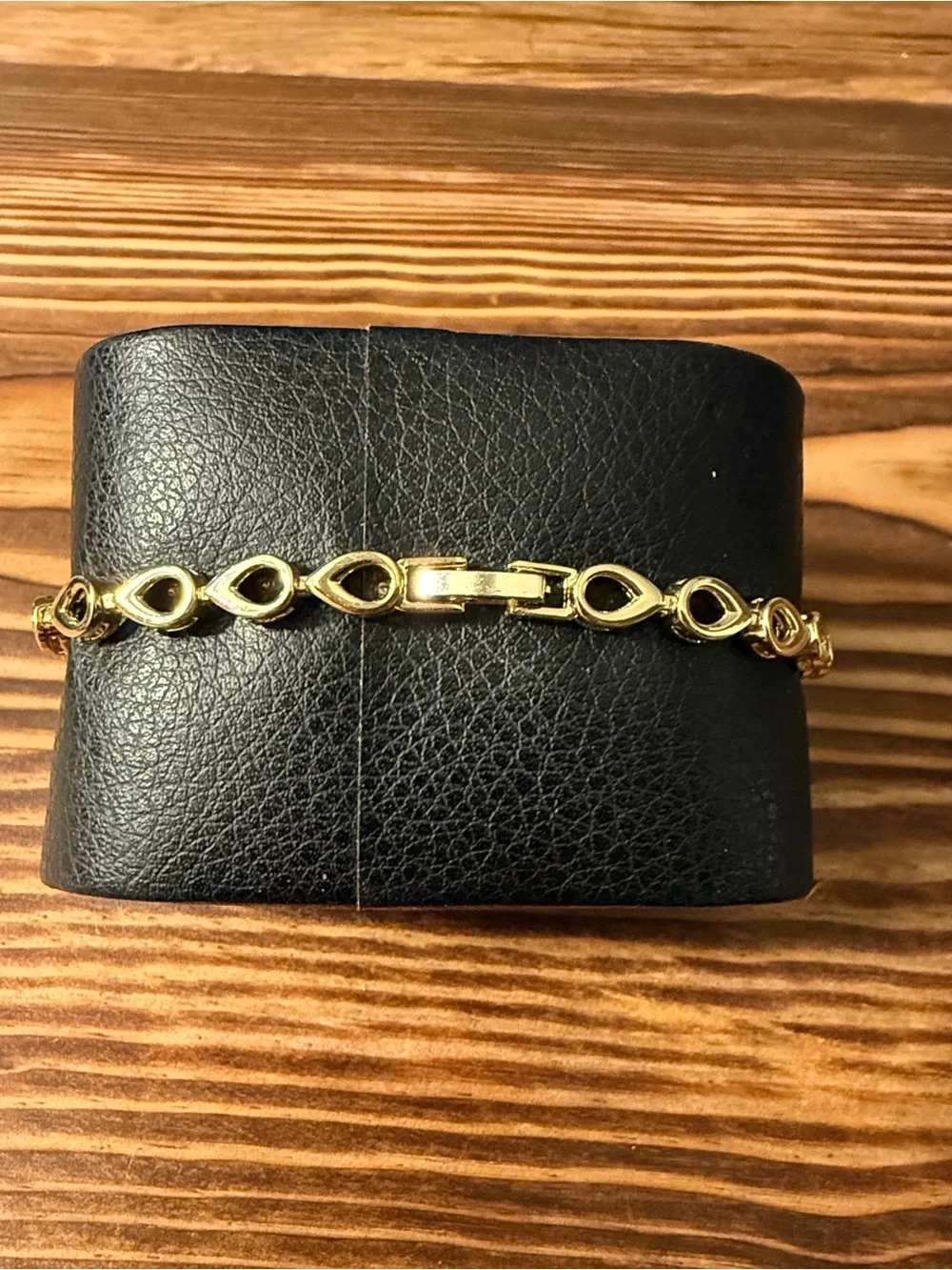 Gold Plated Crystal Floral Link Bracelet for Women